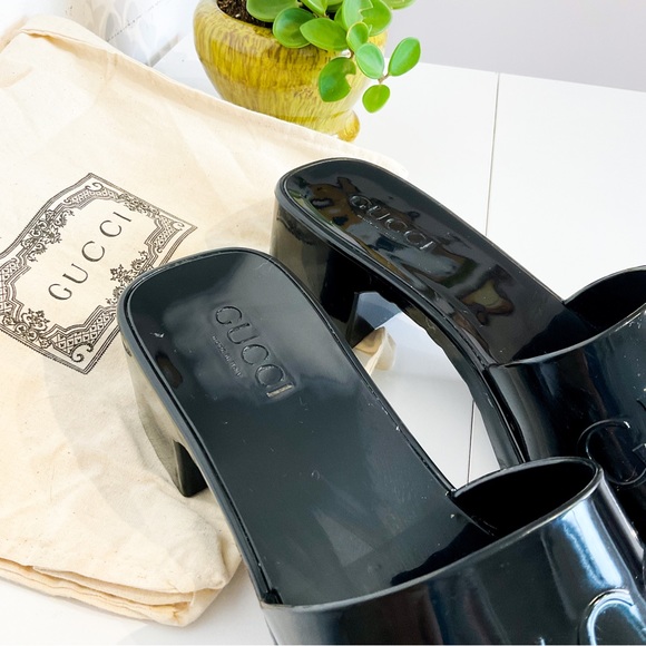 Gucci Shoes - Authentic GUCCI Black Rubber Chunky Platform Sandals